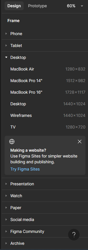 Right layout of Figma's UI.