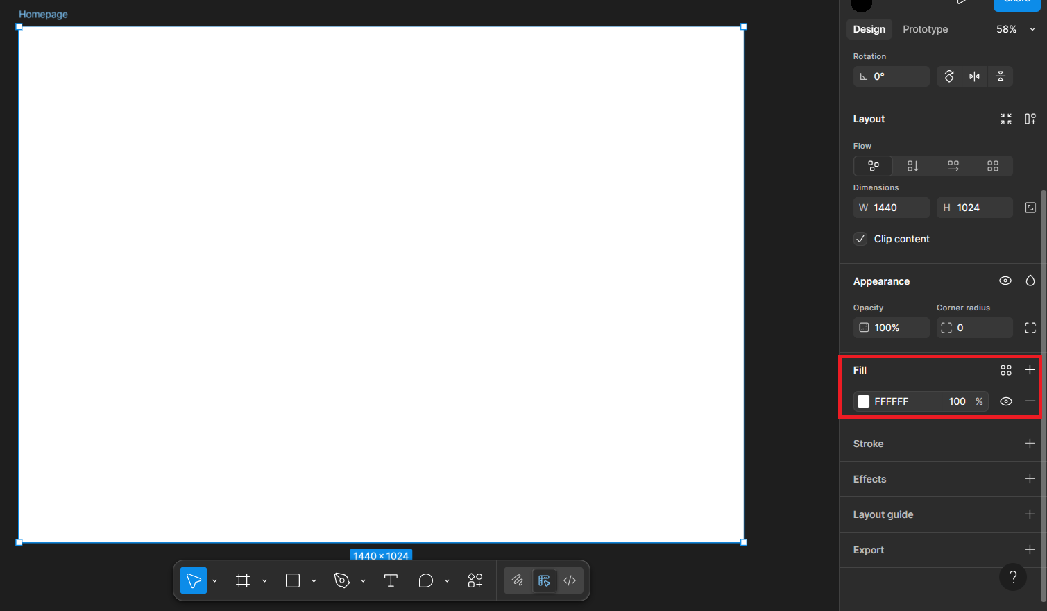 Photo highlighting the fill feature.
