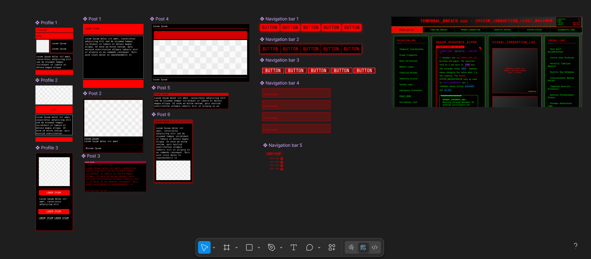 Photo showing iterations of buttons and menus.