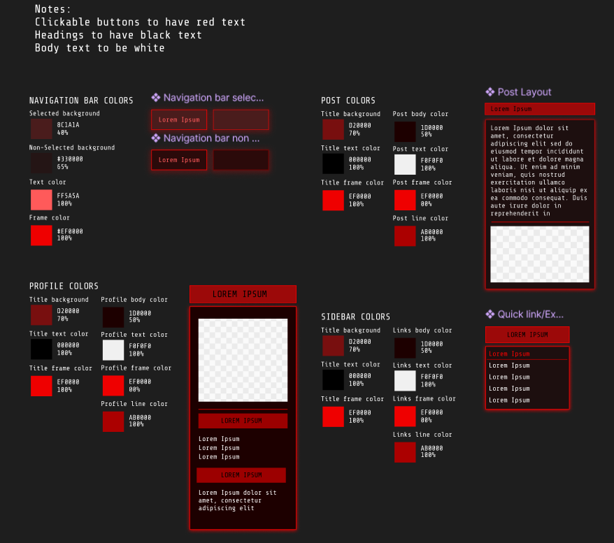 Photo showing colour palette of various elements of the site.